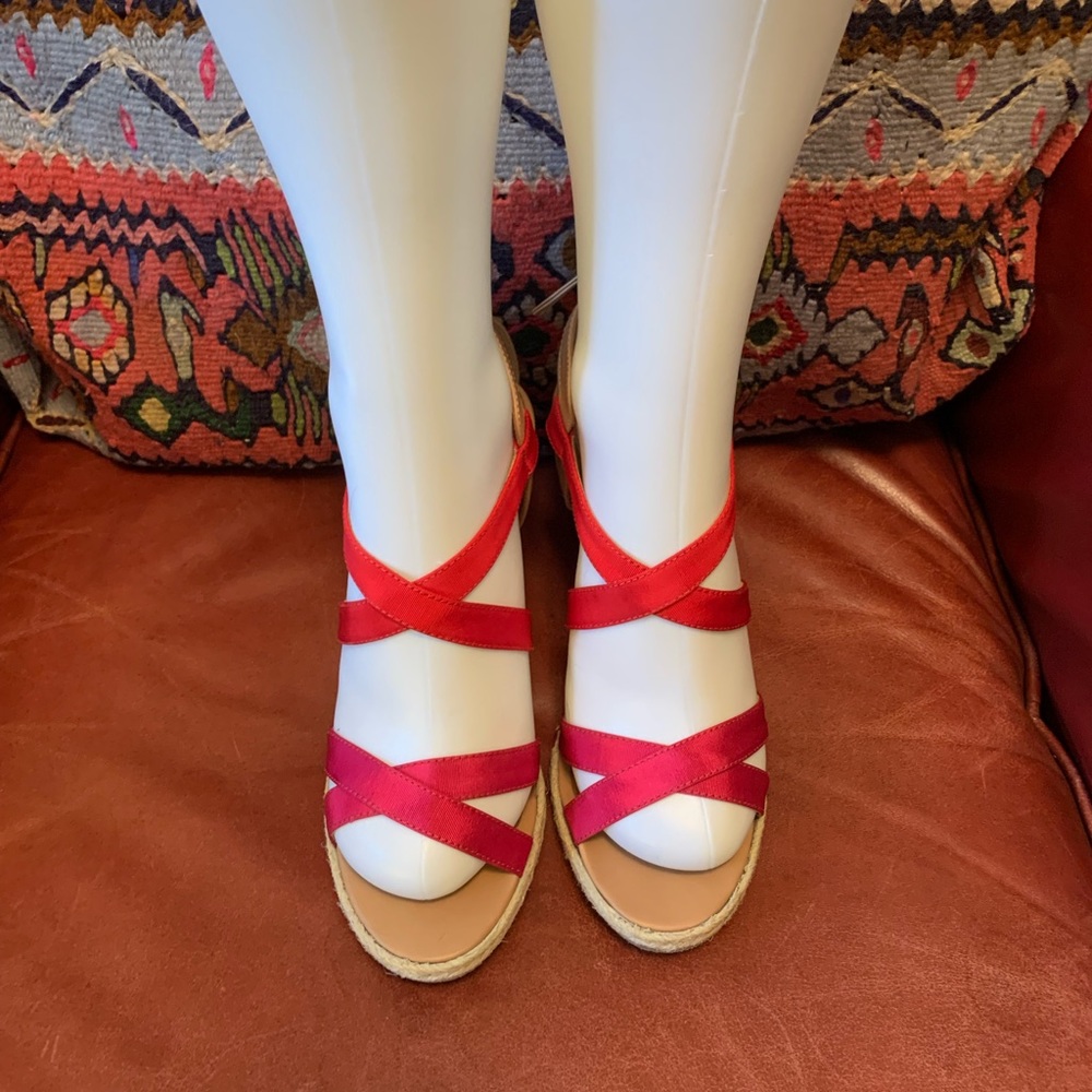 Fendi never worn Pink and Red Summer Wedges.